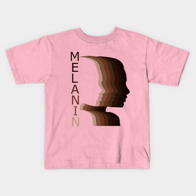 Melanin Skin Tone Different Shades of Melanin Girl Woman Face Silhouette Kids T-Shirt by Bezra